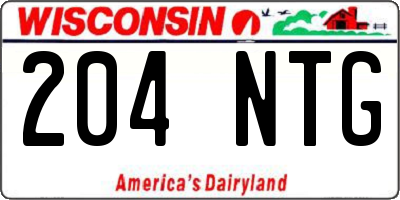 WI license plate 204NTG