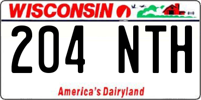 WI license plate 204NTH