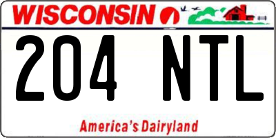 WI license plate 204NTL