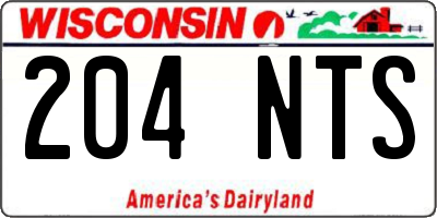 WI license plate 204NTS