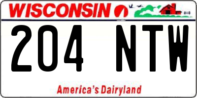 WI license plate 204NTW