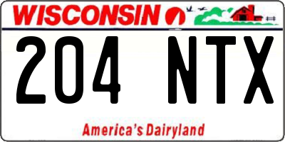 WI license plate 204NTX