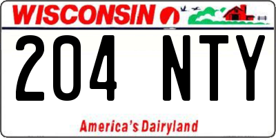 WI license plate 204NTY
