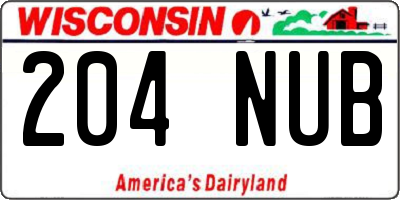 WI license plate 204NUB