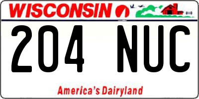 WI license plate 204NUC