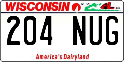 WI license plate 204NUG