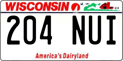 WI license plate 204NUI