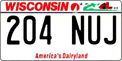 WI license plate 204NUJ