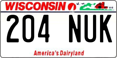 WI license plate 204NUK