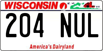 WI license plate 204NUL
