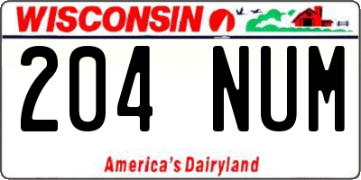WI license plate 204NUM
