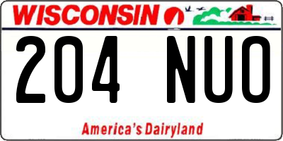 WI license plate 204NUO