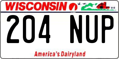 WI license plate 204NUP