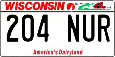 WI license plate 204NUR