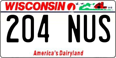 WI license plate 204NUS