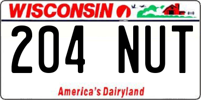 WI license plate 204NUT