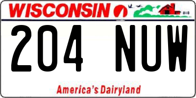WI license plate 204NUW