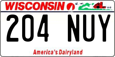 WI license plate 204NUY