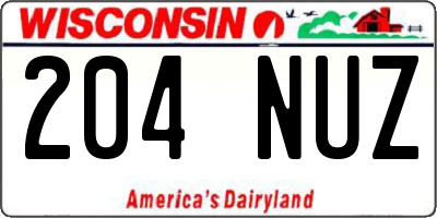 WI license plate 204NUZ
