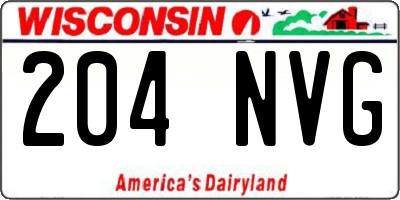 WI license plate 204NVG