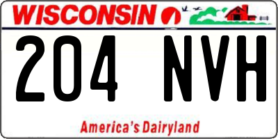 WI license plate 204NVH