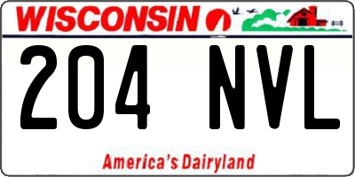 WI license plate 204NVL