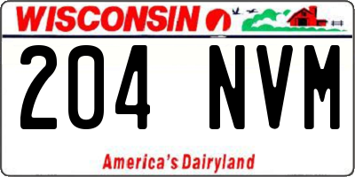 WI license plate 204NVM