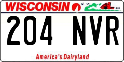 WI license plate 204NVR