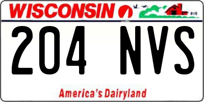 WI license plate 204NVS