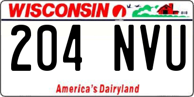 WI license plate 204NVU