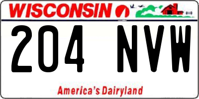 WI license plate 204NVW