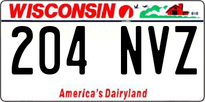 WI license plate 204NVZ