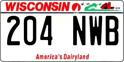 WI license plate 204NWB
