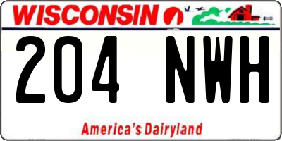 WI license plate 204NWH