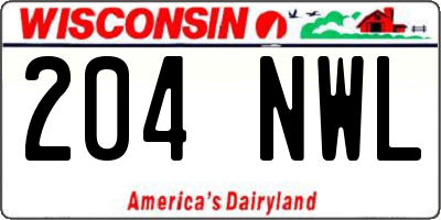 WI license plate 204NWL