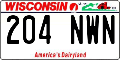 WI license plate 204NWN