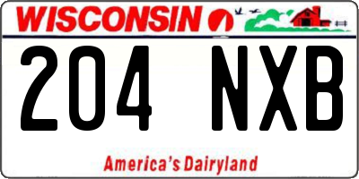 WI license plate 204NXB