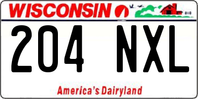 WI license plate 204NXL