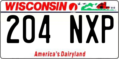 WI license plate 204NXP