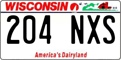 WI license plate 204NXS