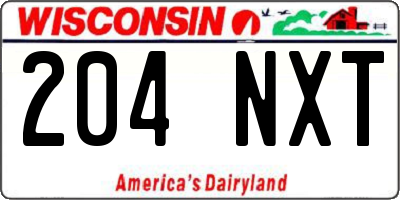 WI license plate 204NXT