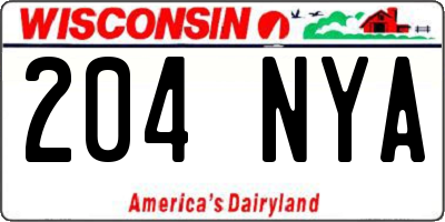 WI license plate 204NYA