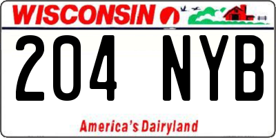 WI license plate 204NYB