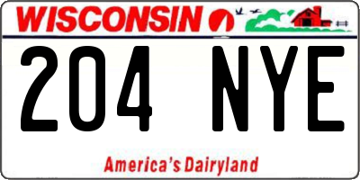 WI license plate 204NYE