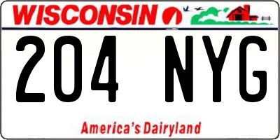 WI license plate 204NYG