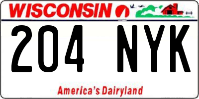 WI license plate 204NYK