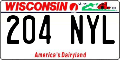 WI license plate 204NYL