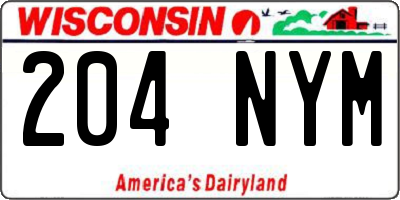 WI license plate 204NYM