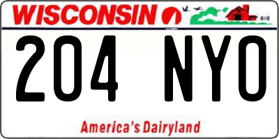 WI license plate 204NYO