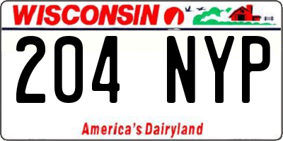 WI license plate 204NYP